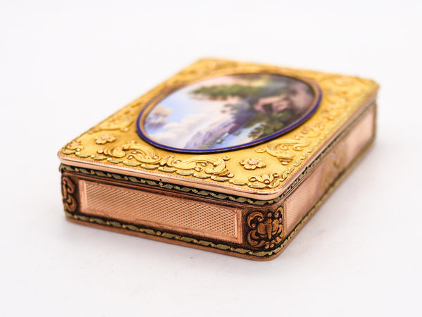 -George Rémond & Co 1810 Enameled Snuff-Box In 18Kt Gold With Painted Landscape