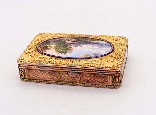 -George Rémond & Co 1810 Enameled Snuff-Box In 18Kt Gold With Painted Landscape