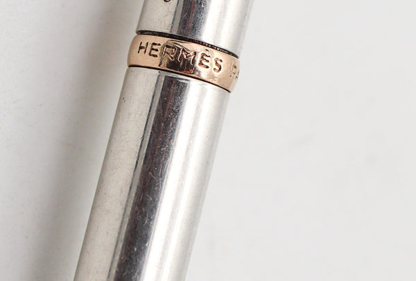 -Hermes Paris 1970 Modernist Purse Pencil In 18Kt Gold And .925 Sterling Silver