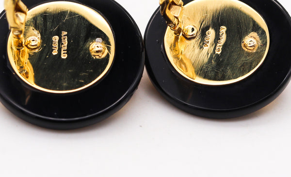 -Cartier 1974 Aldo Cipullo Geometric Earrings In 18Kt Yellow Gold With Onyx & Coral