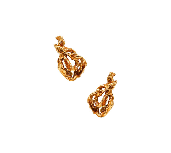 GILBERT ALBERT 1965 Sculpted Organic Clips On Earrings In 18Kt Yellow Gold