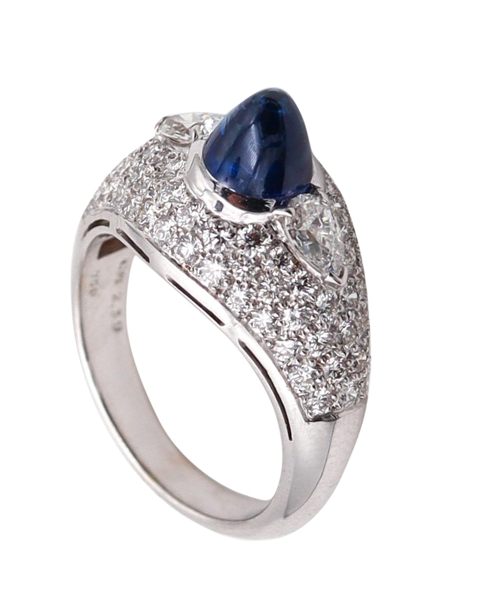 BVLGARI Cocktail Ring In 18Kt Gold With 4.74 Ctw In Diamonds And Sapphire