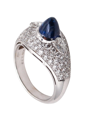 BVLGARI Cocktail Ring In 18Kt Gold With 4.74 Ctw In Diamonds And Sapphire