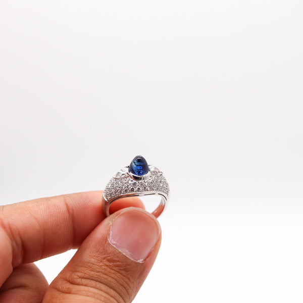 BVLGARI Cocktail Ring In 18Kt Gold With 4.74 Ctw In Diamonds And Sapphire