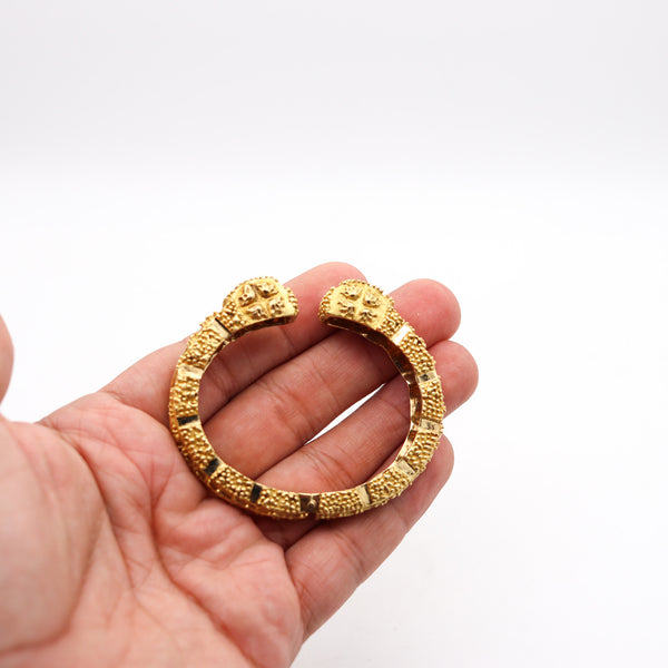 WANDER FRANCE 1960 Modernist Cuff Bracelet In Solid 18Kt Yellow Gold