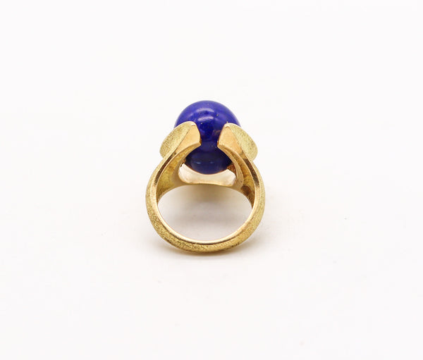 OCTAVIO SARDA Spanish Modernist Sculptural Cocktail Ring In 18Kt Gold With Lapis