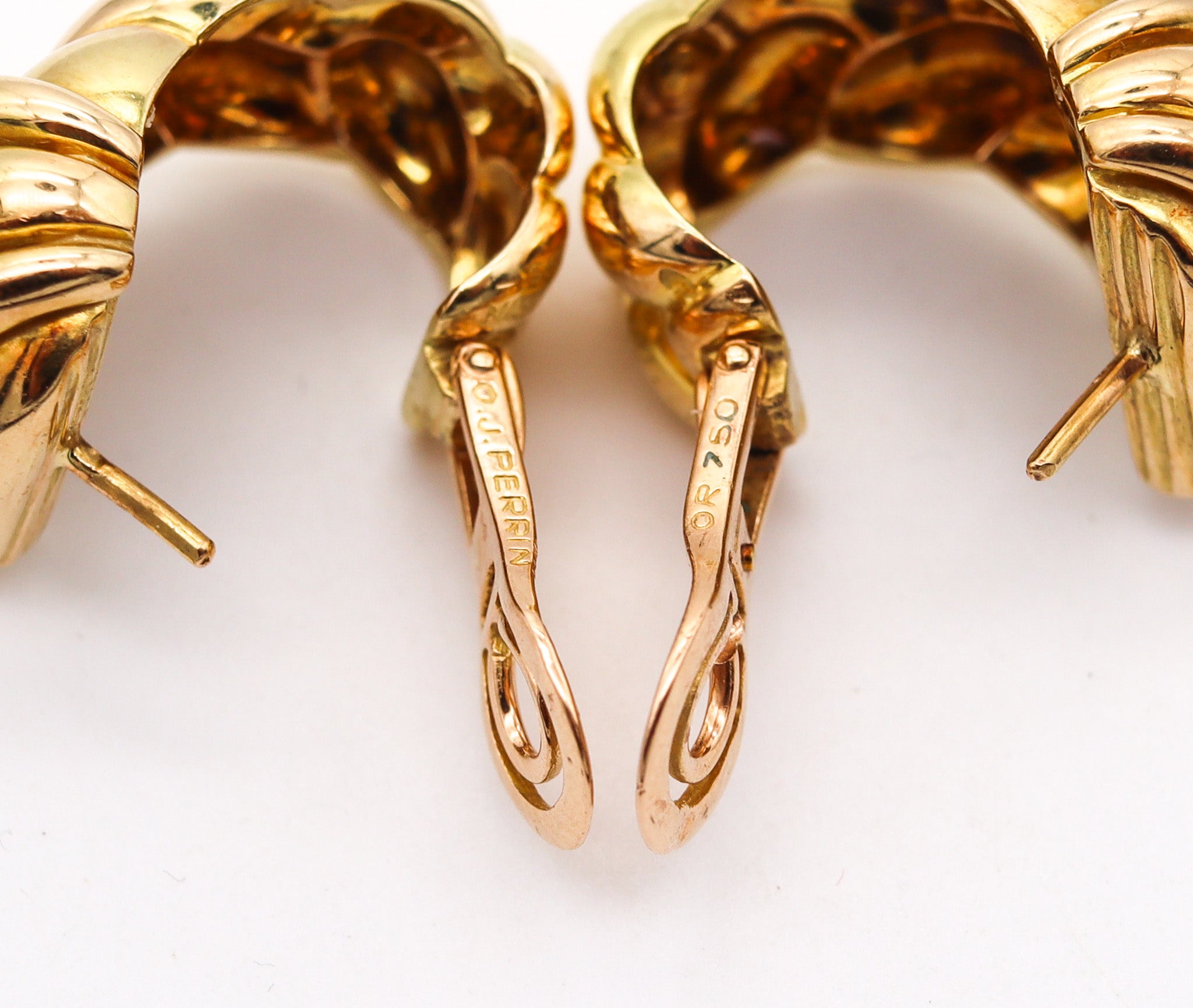 O. J. Perrin Paris 1970 By Andre Vassort Clips On Knots Earrings