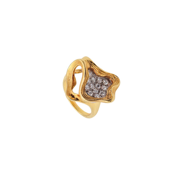 GUBELIN 1960 Swiss Sculptural Ring In 18Kt Gold With 1.00 Ctw In Diamonds