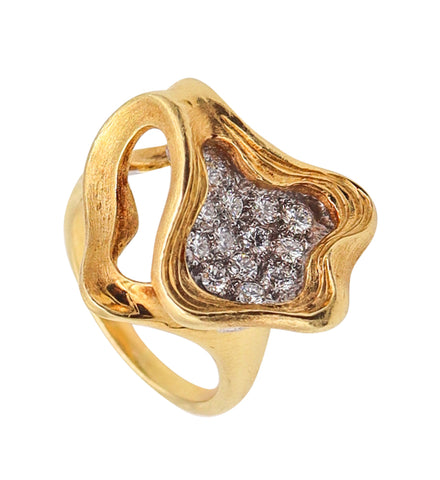 GUBELIN 1960 Swiss Sculptural Ring In 18Kt Gold With 1.00 Ctw In Diamonds