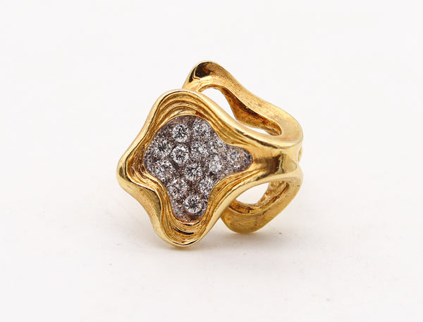 GUBELIN 1960 Swiss Sculptural Ring In 18Kt Gold With 1.00 Ctw In Diamonds