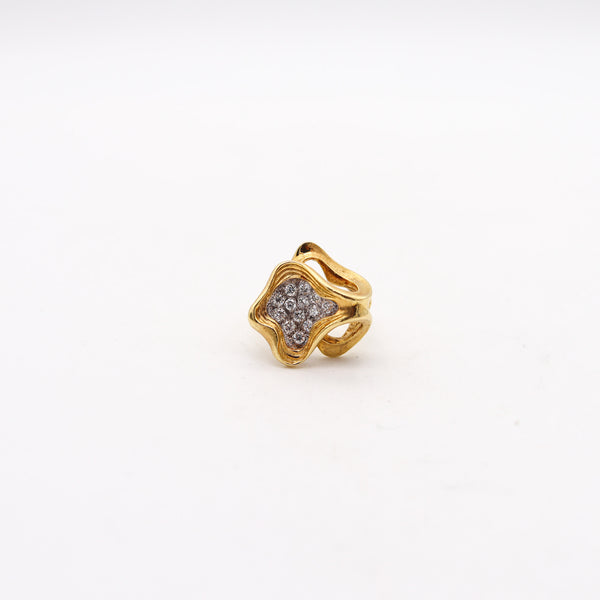 GUBELIN 1960 Swiss Sculptural Ring In 18Kt Gold With 1.00 Ctw In Diamonds