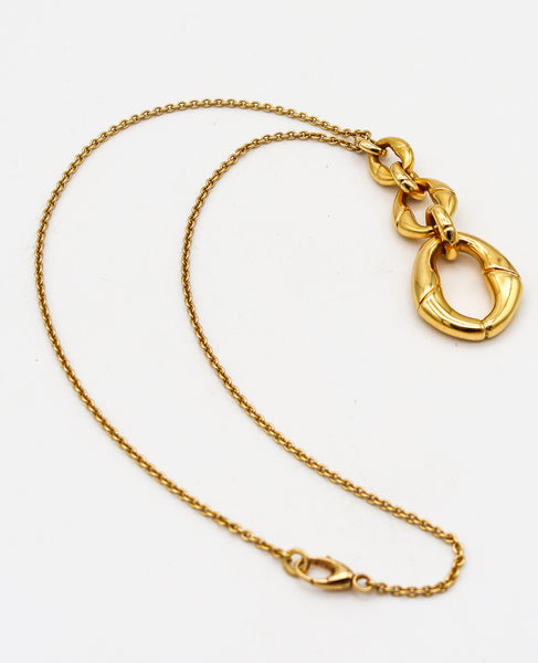 GUCCI Milano Triple Horsebit Dangle Drop Necklace-Pendant In 18Kt Yellow Gold