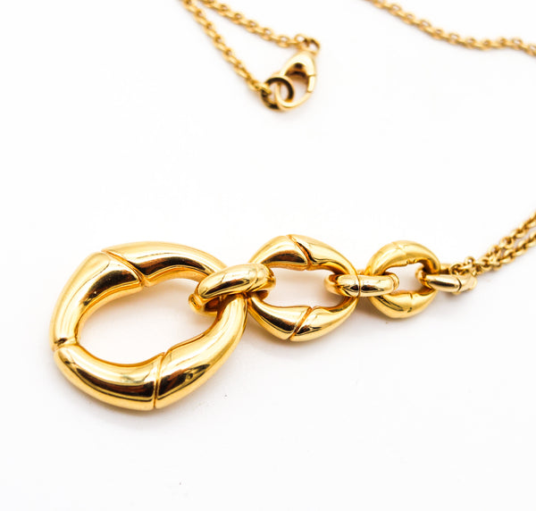 GUCCI Milano Triple Horsebit Dangle Drop Necklace-Pendant In 18Kt Yellow Gold