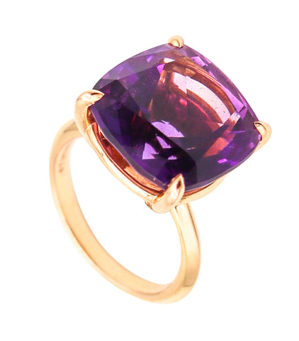 TIFFANY & CO. 1990 Cocktail Ring In 18Kt Yellow Gold With Vivid Purple Amethyst