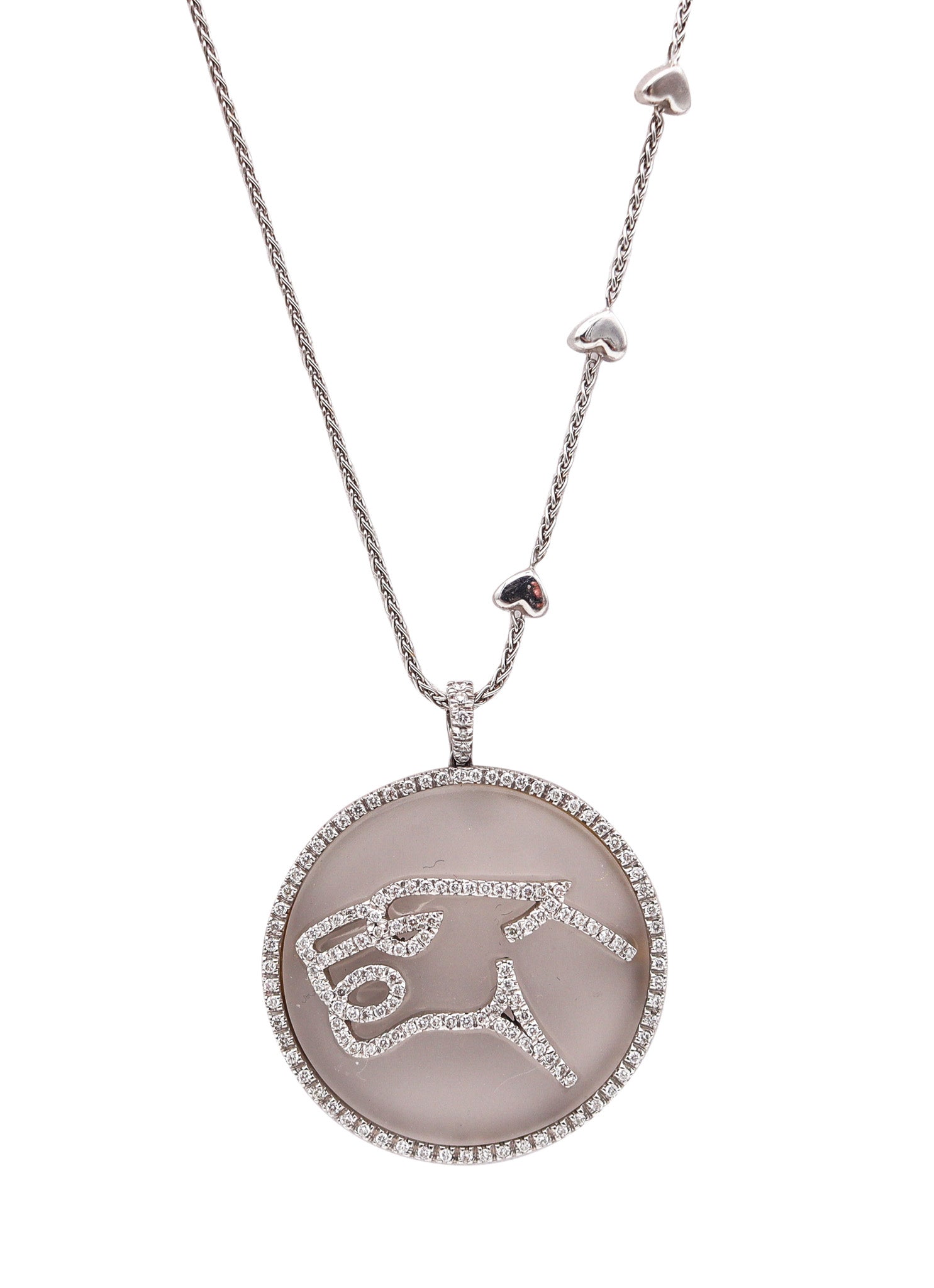 GIANNI BVLGARI Enigma Panther Necklace In 18Kt With Rock Quartz & VS Diamonds