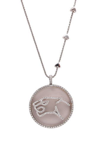 GIANNI BVLGARI Enigma Panther Necklace In 18Kt With Rock Quartz & VS Diamonds