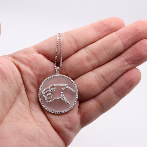 GIANNI BVLGARI Enigma Panther Necklace In 18Kt With Rock Quartz & VS Diamonds