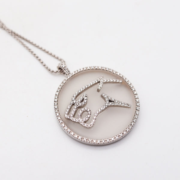 GIANNI BVLGARI Enigma Panther Necklace In 18Kt With Rock Quartz & VS Diamonds