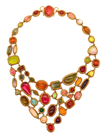 -Steven Battelle Festoon Necklace In 18Kt Yellow Gold With Multicolor Tourmalines