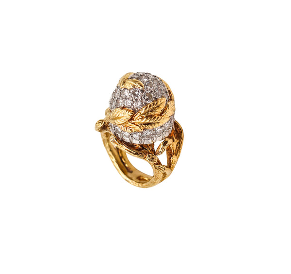 PIERRE STERLÉ 1950 Modernist Ring In 18Kt Gold Platinum And 3.84 Ctw In Diamonds