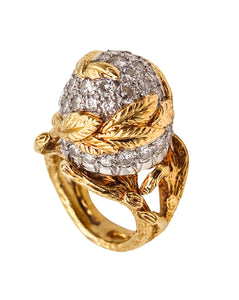 PIERRE STERLÉ 1950 Modernist Ring In 18Kt Gold Platinum And 3.84 Ctw In Diamonds