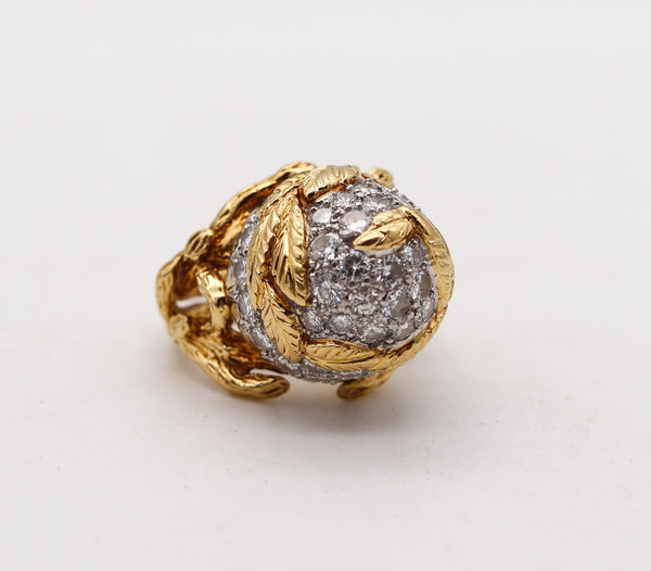 PIERRE STERLÉ 1950 Modernist Ring In 18Kt Gold Platinum And 3.84 Ctw In Diamonds