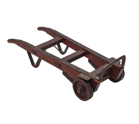 SALESMAN SAMPLE 1890 Barrels Moving Hand Cart Dolly In Oakwood, Iron & Copper