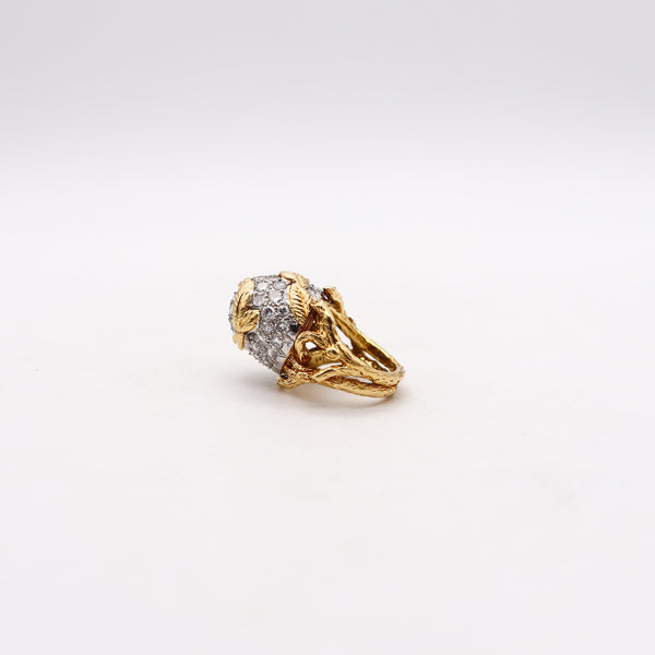 PIERRE STERLÉ 1950 Modernist Ring In 18Kt Gold Platinum And 3.84 Ctw In Diamonds