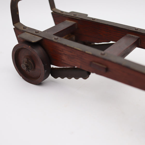 SALESMAN SAMPLE 1890 Barrels Moving Hand Cart Dolly In Oakwood, Iron & Copper