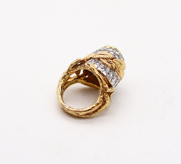 PIERRE STERLÉ 1950 Modernist Ring In 18Kt Gold Platinum And 3.84 Ctw In Diamonds