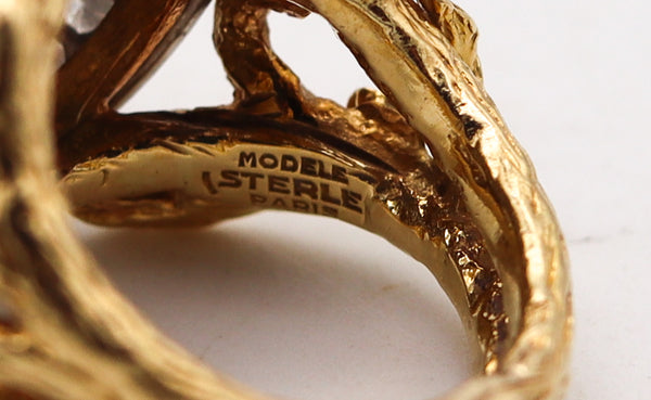 PIERRE STERLÉ 1950 Modernist Ring In 18Kt Gold Platinum And 3.84 Ctw In Diamonds