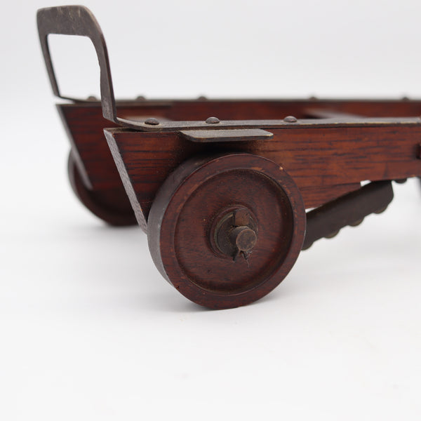 SALESMAN SAMPLE 1890 Barrels Moving Hand Cart Dolly In Oakwood, Iron & Copper