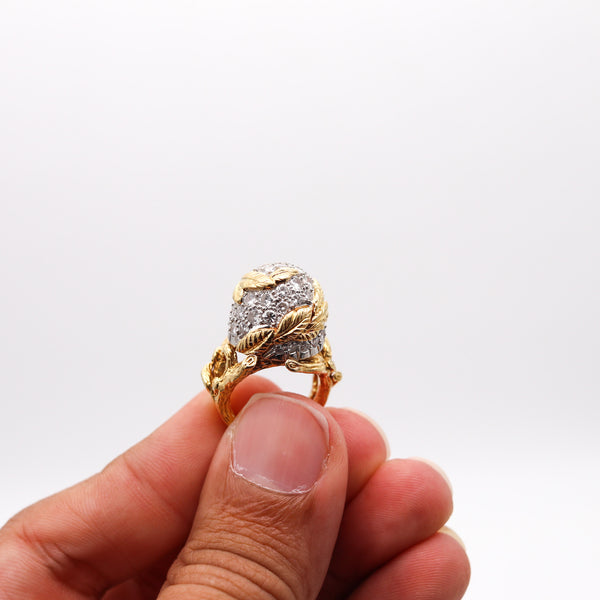 PIERRE STERLÉ 1950 Modernist Ring In 18Kt Gold Platinum And 3.84 Ctw In Diamonds