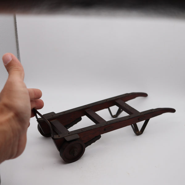 SALESMAN SAMPLE 1890 Barrels Moving Hand Cart Dolly In Oakwood, Iron & Copper