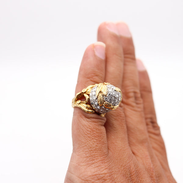 PIERRE STERLÉ 1950 Modernist Ring In 18Kt Gold Platinum And 3.84 Ctw In Diamonds