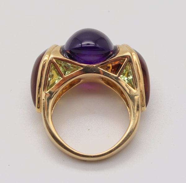 MARINA B. Modernist Lion Cocktail Ring In 18Kt Yellow Gold With Amethyst & Citrines