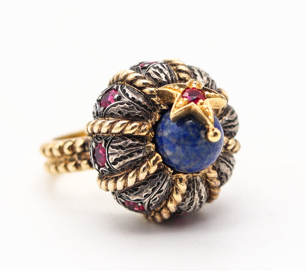 NARDI Venice Unusual Turban Cocktail Ring In 18Kt Gold With Color Gemstones