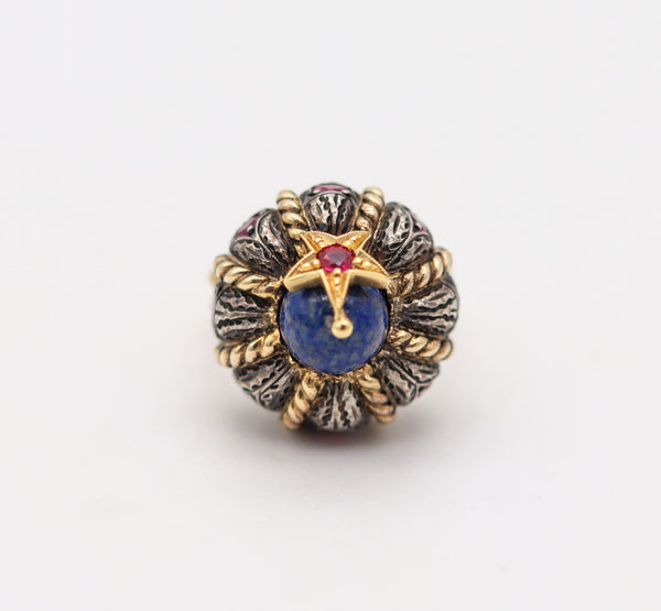 NARDI Venice Unusual Turban Cocktail Ring In 18Kt Gold With Color Gemstones