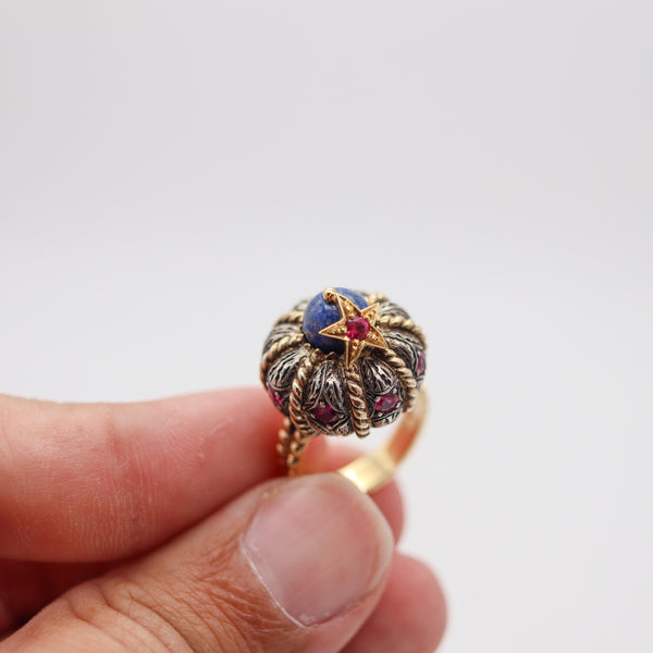 NARDI Venice Unusual Turban Cocktail Ring In 18Kt Gold With Color Gemstones