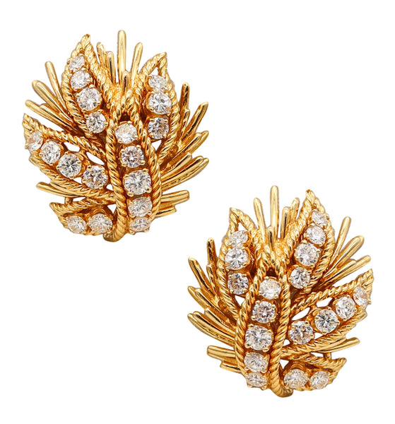 VERDURA 1960 Clips On Earrings In 18Kt Gold With 3.24 Ctw Diamonds