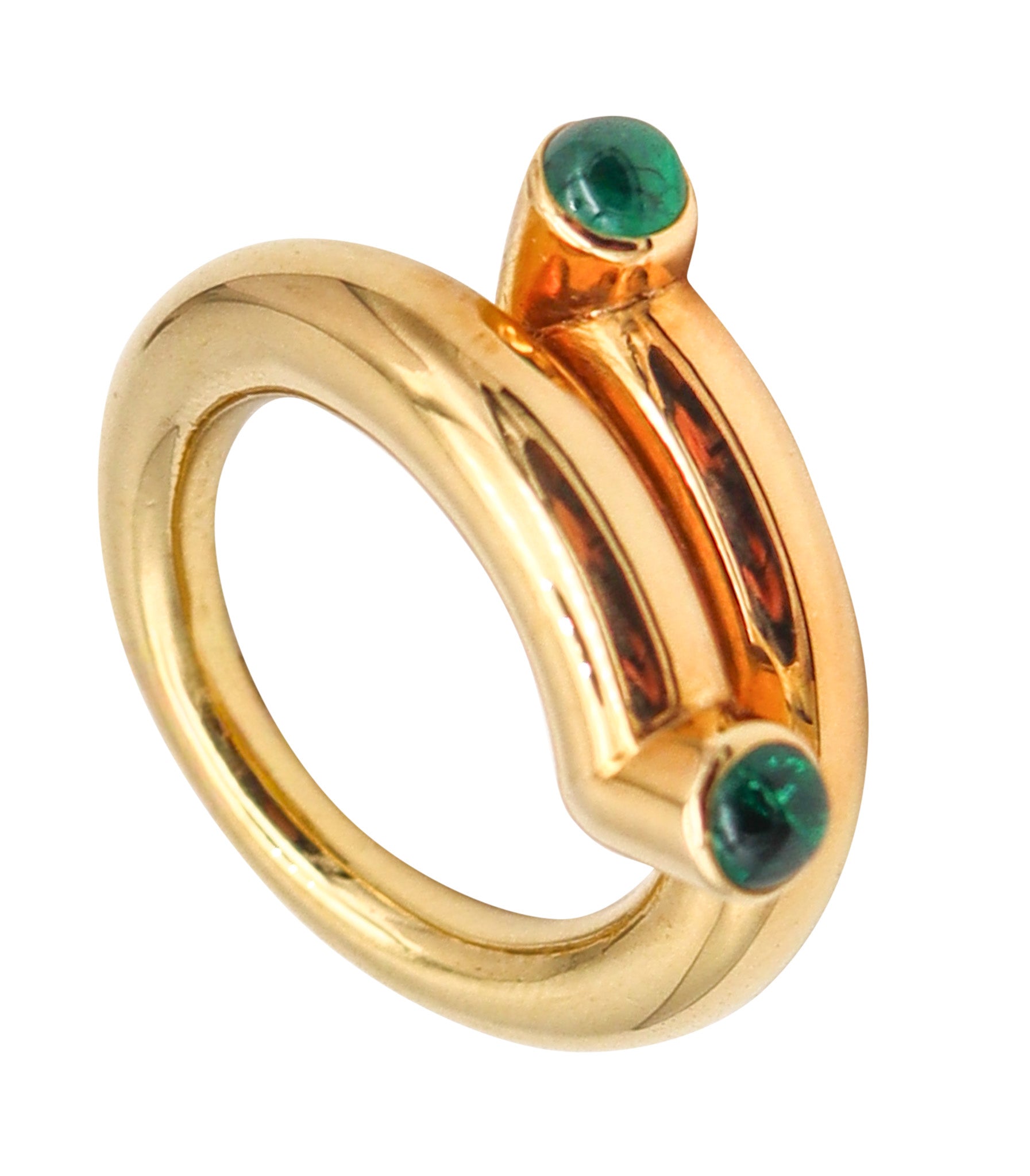 TIFFANY & CO. 1970 Jean Schlumberger Spiral Ring In 18Kt Yellow Gold With Emeralds
