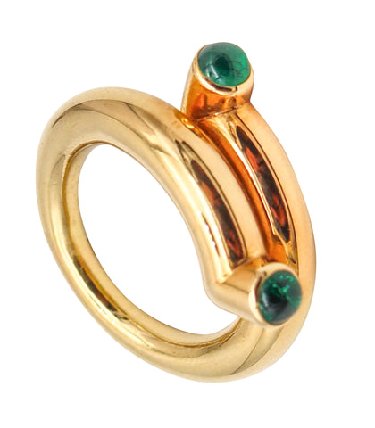 TIFFANY & CO. 1970 Jean Schlumberger Spiral Ring In 18Kt Yellow Gold With Emeralds
