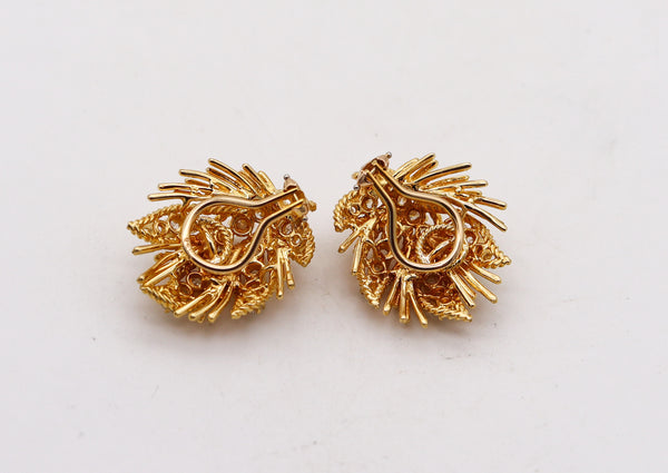 VERDURA 1960 Clips On Earrings In 18Kt Gold With 3.24 Ctw Diamonds