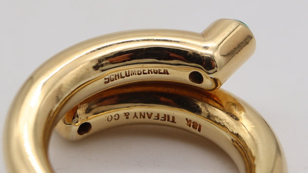 TIFFANY & CO. 1970 Jean Schlumberger Spiral Ring In 18Kt Yellow Gold With Emeralds