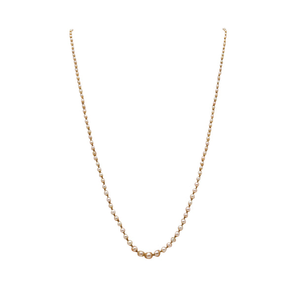 -Edwardian 1910 Natural Pearls Necklace In 18Kt Gold With Diamonds And Sapphires