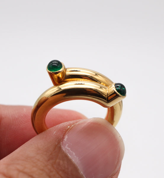 TIFFANY & CO. 1970 Jean Schlumberger Spiral Ring In 18Kt Yellow Gold With Emeralds