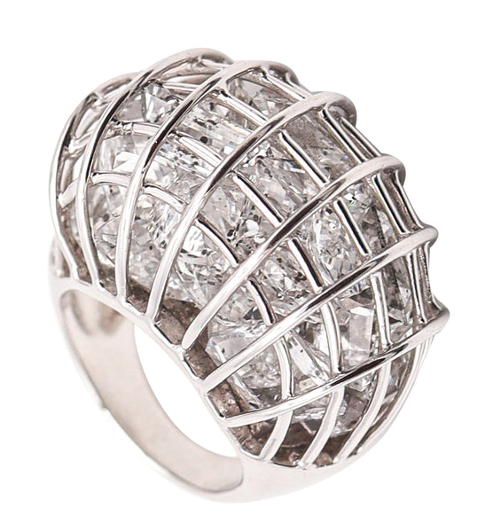 VERDURA Milano Caged Cocktail Ring In 18Kt White Gold With 25 Rock Quartzes
