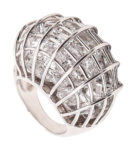 VERDURA Milano Caged Cocktail Ring In 18Kt White Gold With 25 Rock Quartzes