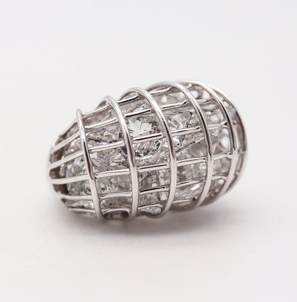 VERDURA Milano Caged Cocktail Ring In 18Kt White Gold With 25 Rock Quartzes