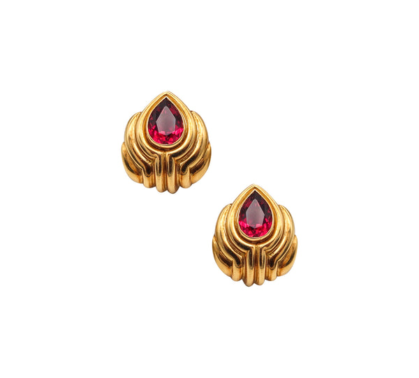 BVLGARI Roma Clips On Earrings In 18Kt Yellow Gold With 5.64 Ctw Tourmalines